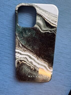 Black Marble Glitter iPhone Case - Black & White